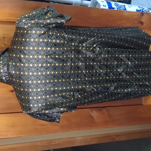 POINT ZERO* by Nicole Benisti satin ruched button front puff sleeve collared top - Picture 5 of 11